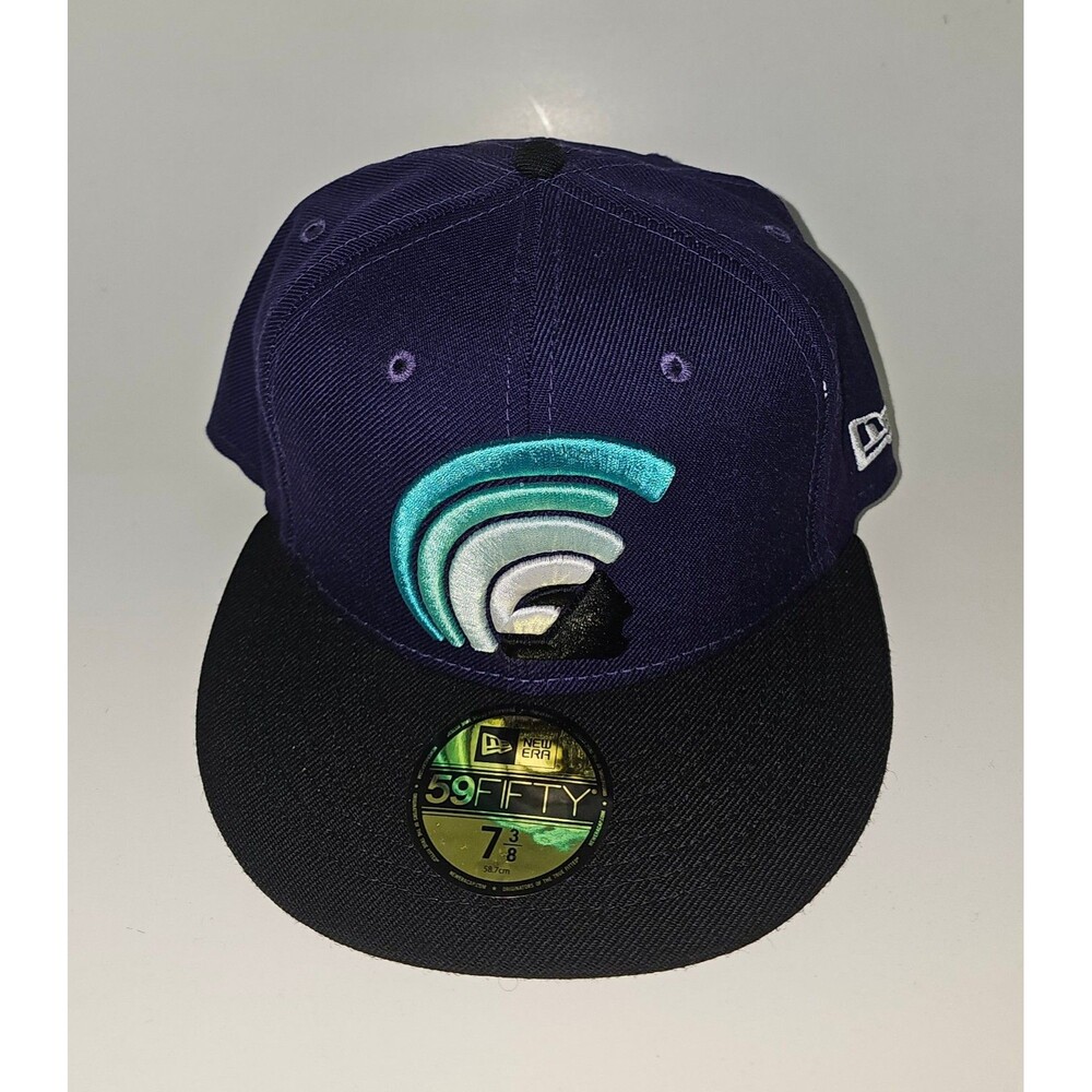 Fitted Hawaii Mua Purple Light Blue New Era 59Fifty Hat Size 7 3/8 Cap Tiffany